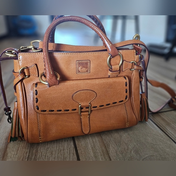 Dooney & Bourke Brown Women's Leather Top Handle Satchel Crossbody Bag. - Picture 3 of 16